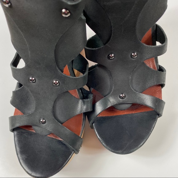 Max Studio Black Leather Wedges - Picture 6 of 6